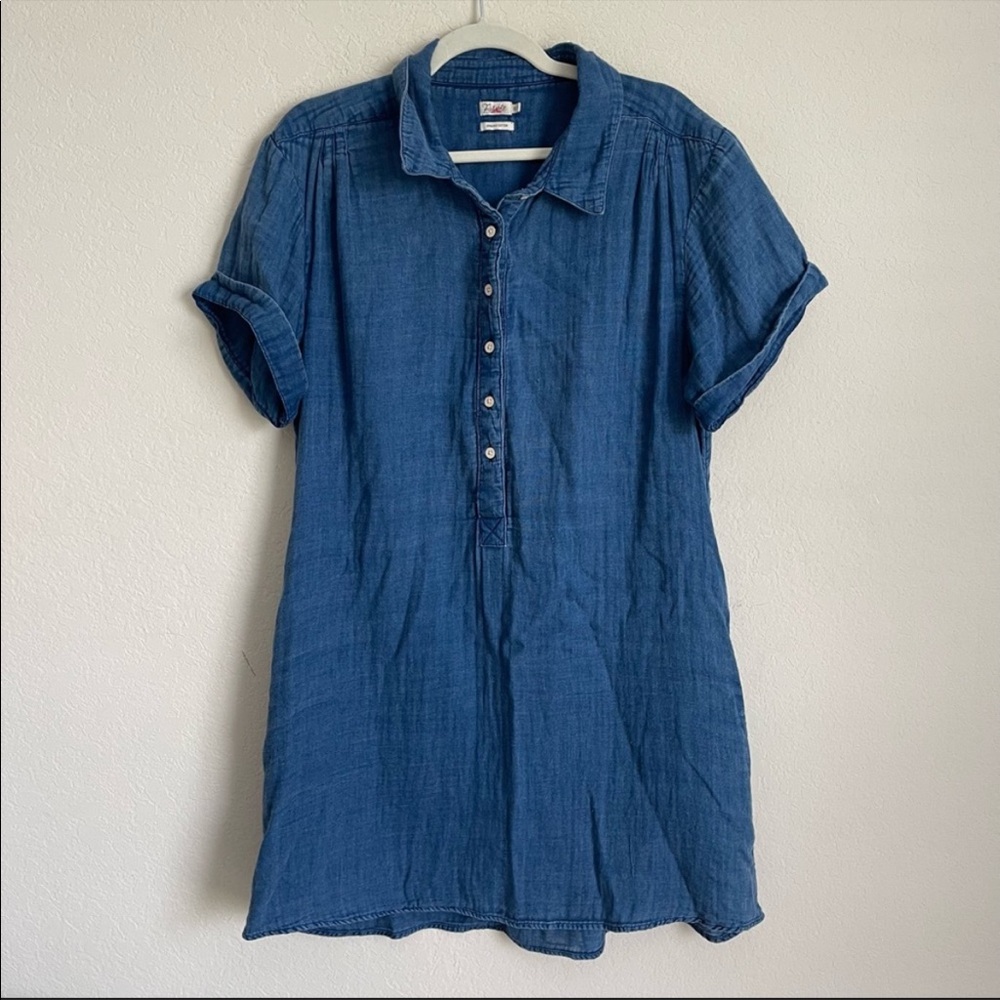 Faherty Organic Cotton Blue Pocket Short Sleeve Dress